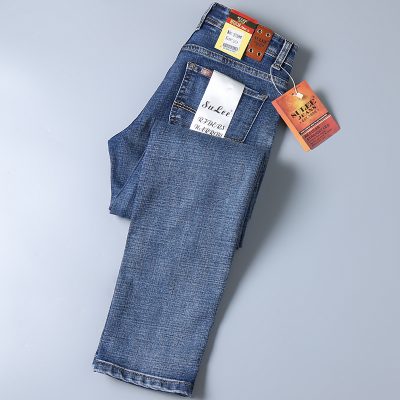 Blue classic style long jeans (6)