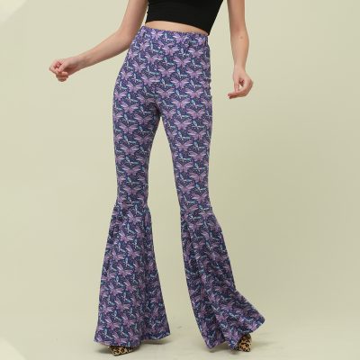 Colored floral high-waisted flared pants (5)
