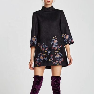 Embroidered autumn and winter dress (5)