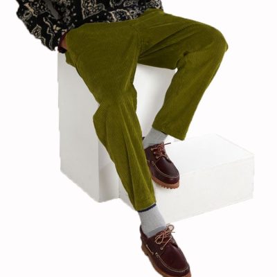 Green stretch waist corduroy pants (3)