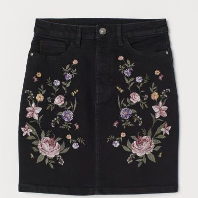 Hot sale embroidered denim mini skirt (3)