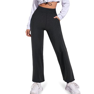 Polyester black loose yoga pants (4)