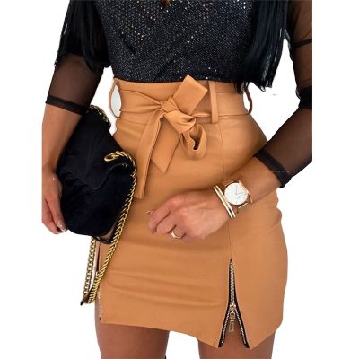 Sexy leather skirt with zipper (3)