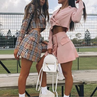 Slim-fit cropped small suit skirt (2)